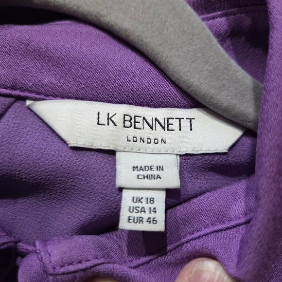 LK Bennett Purple Wide-Leg Jumpsuit with Belt - Size 14 - Picture 13 of 15
